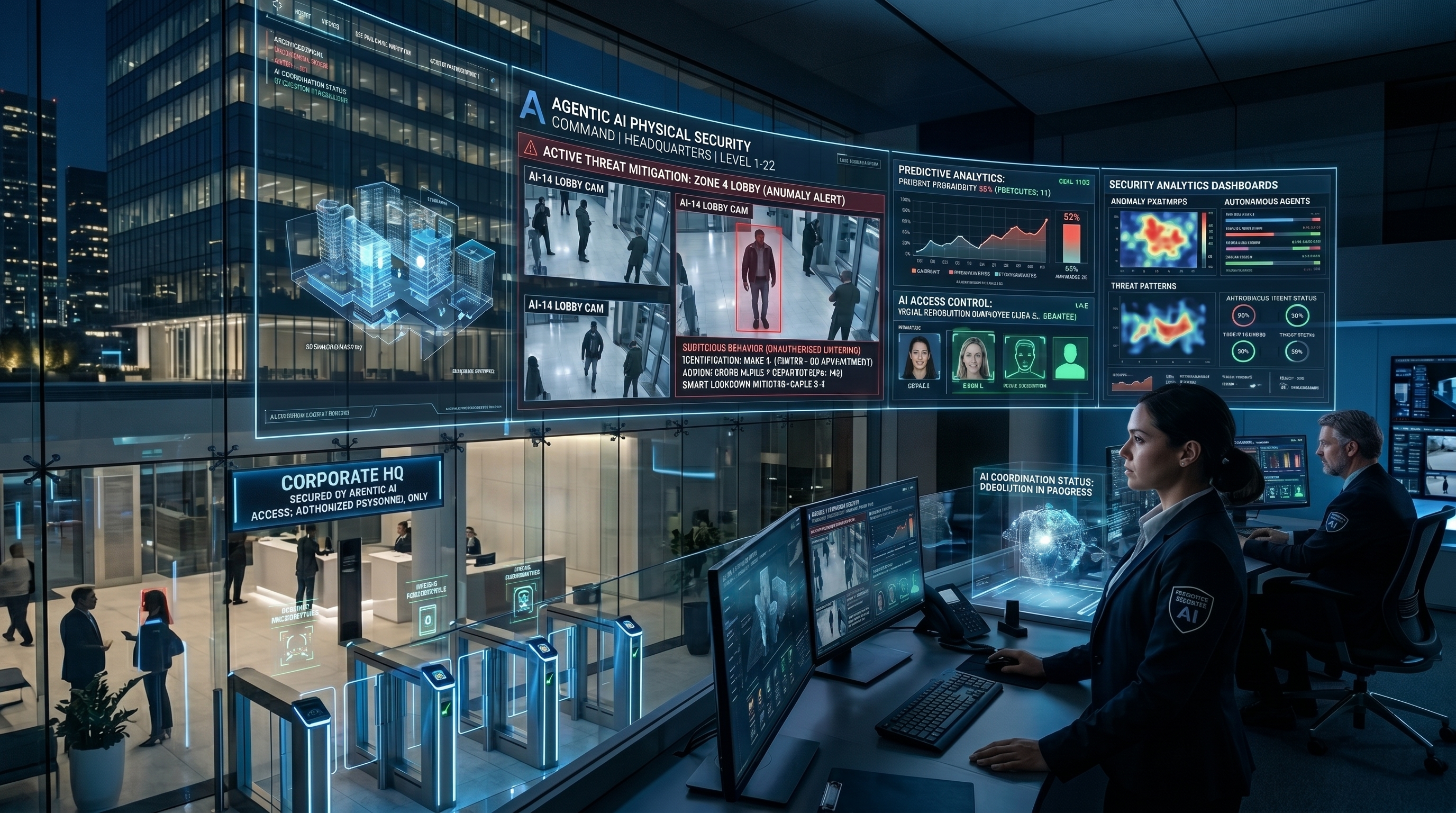 AI in physical security dashboard with predictive analytics